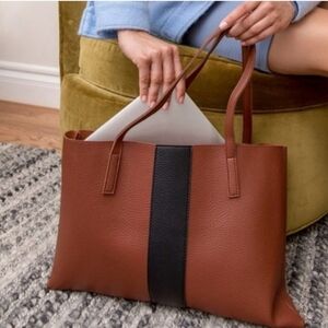 Vince Camuto Tan and Black Leather Tote